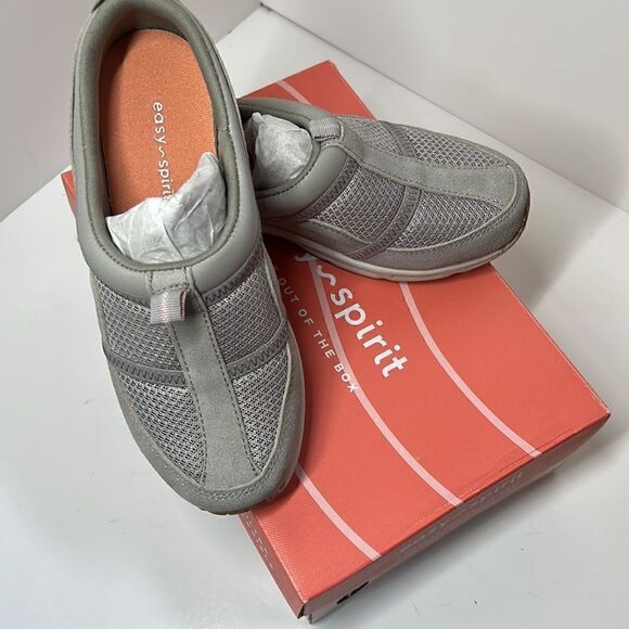 Easy Spirits Argyle Mesh Clogs Light Gray size 5M - Picture 4 of 7